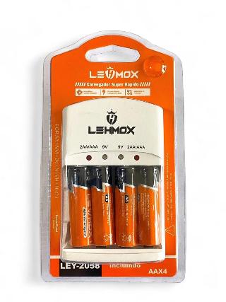 CARREGADOR DE PILHA LEHMO COM 4 PILHA PALITO AAA LEY-2051