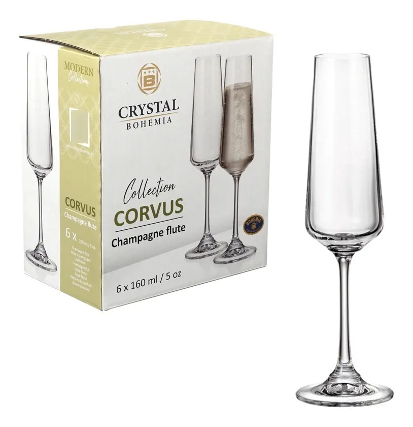 JG DE TACAS BOHEMIA CORVUS P/CHAMPANHE 160 ML 06 PCS