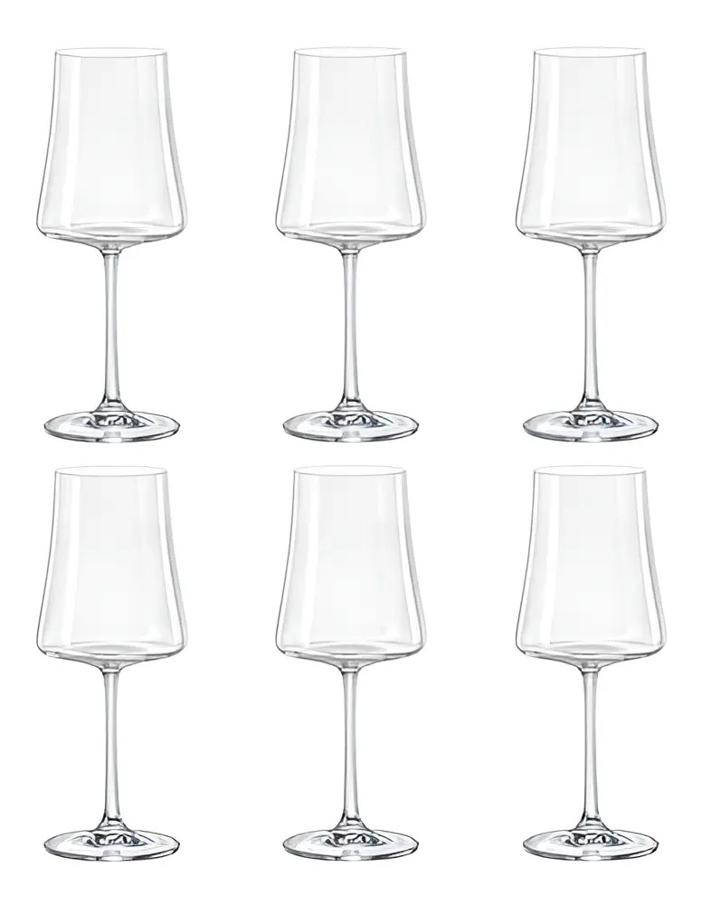 JG DE TACAS P/ VINHO EM CRISTAL BOHEMIA XTRA 360 ML 6 PCS