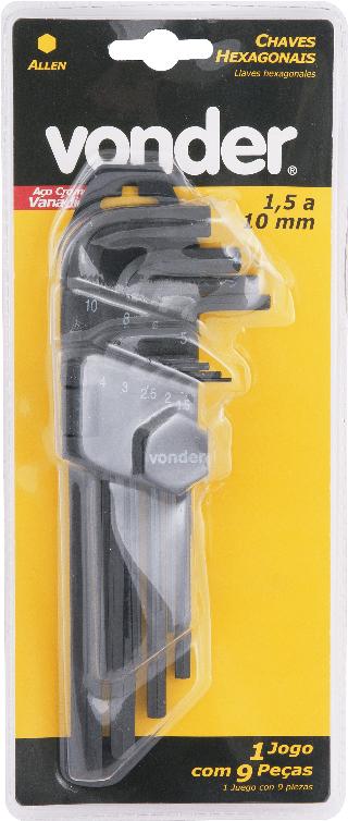 CHAVE ALLEN CURTA 1,5A10MM 9PCS CRV VONDER