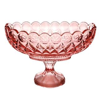 CENTRO DE MESA DE CRISTAL ANGEL ROSA COM PE 28 CM