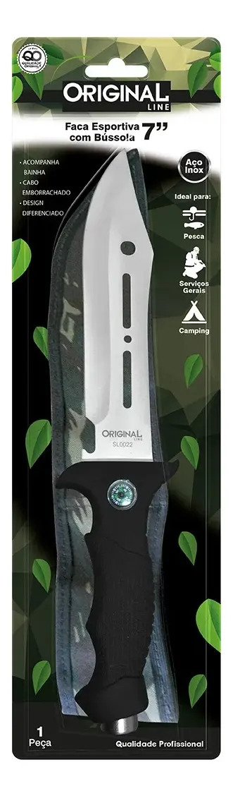 FACA ESPORTIVA INOX COM BUSSOLA 7 II