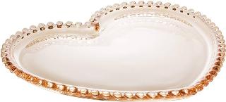 PRATO DE CRISTAL CORACAO PEARL AMBAR 20X17 CM