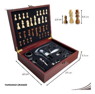 KIT P/ VINHO JOGO XADREZ C/ MALETA 09 PCS