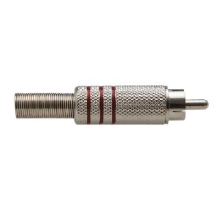 PLUG RCA METALICO VERMELHO COM MOLA