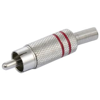 PLUG RCA METALICO VERMELHO COM MOLA