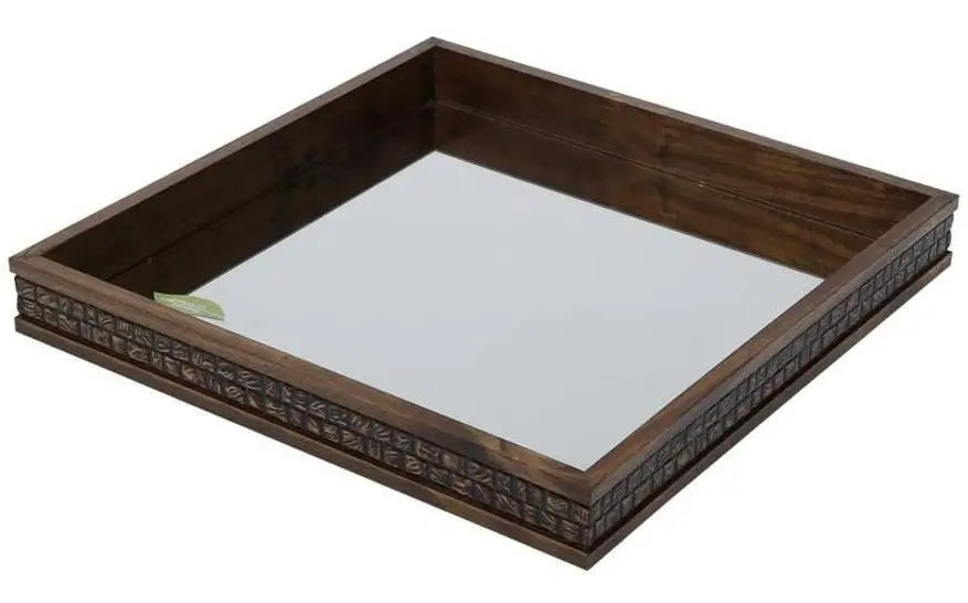 BANDEJA DE MADEIRA ESPELHADA RUSTICA 27X27 CM