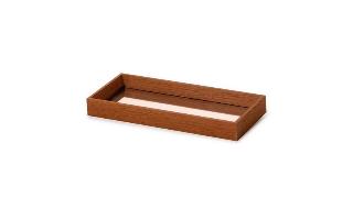 BANDEJA MDF RETANG ESPELHADA MARROM 12X28X03 CM