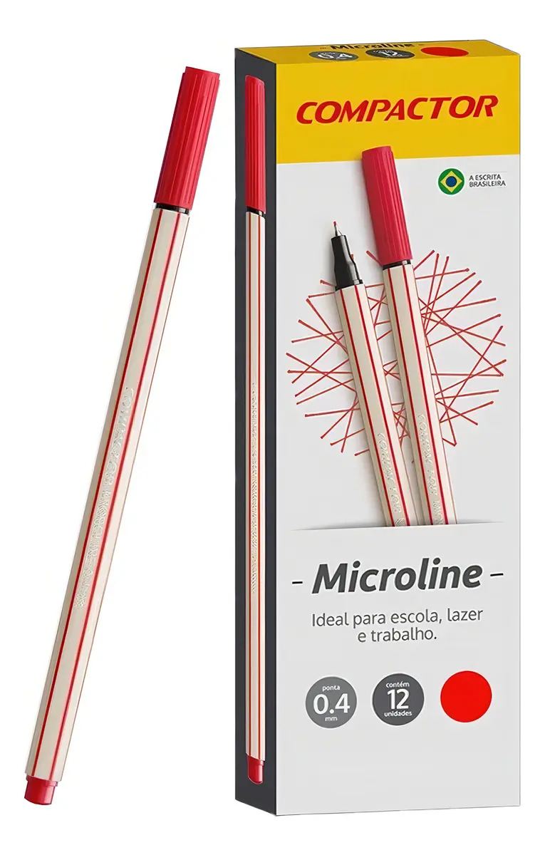 CANETA COMPACTOR  0.4 MICROLIN VERMELHA