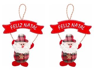 ENFEITE DE PENDURAR BONECO COM PLACA 25CM NATAL