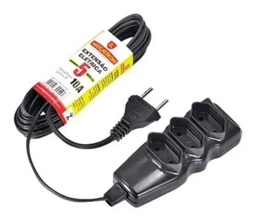 EXTENSAO 05M PL 2P PRETA MEGATRON