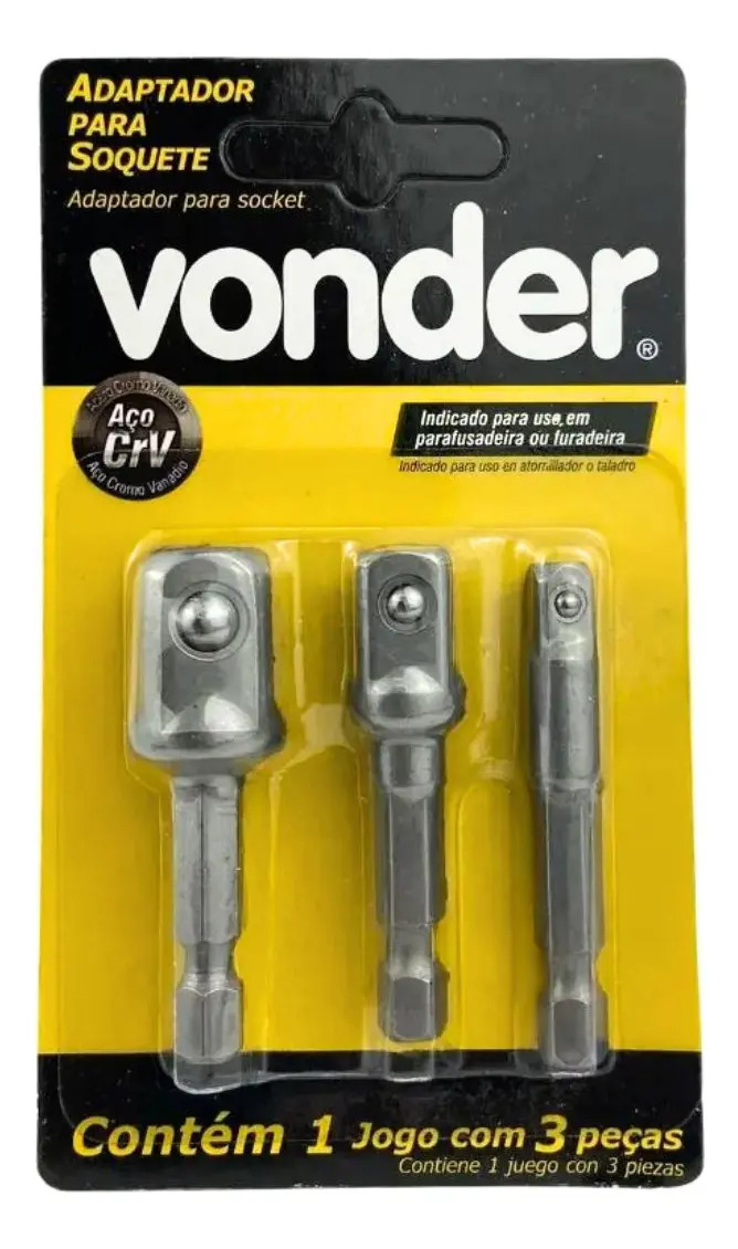 ADAPTADOR P/SOQUETES JG C/3PCS VONDER