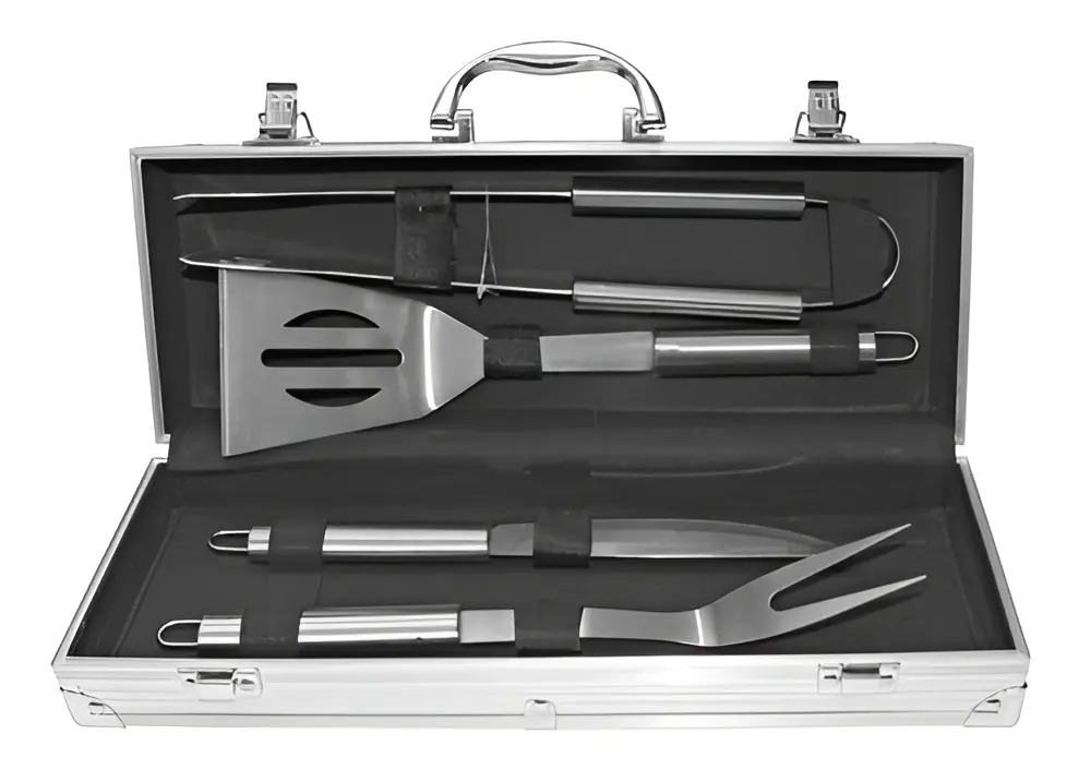 KIT MALETA DE ALUMINIO PARA CHURRASCO 04 PCS