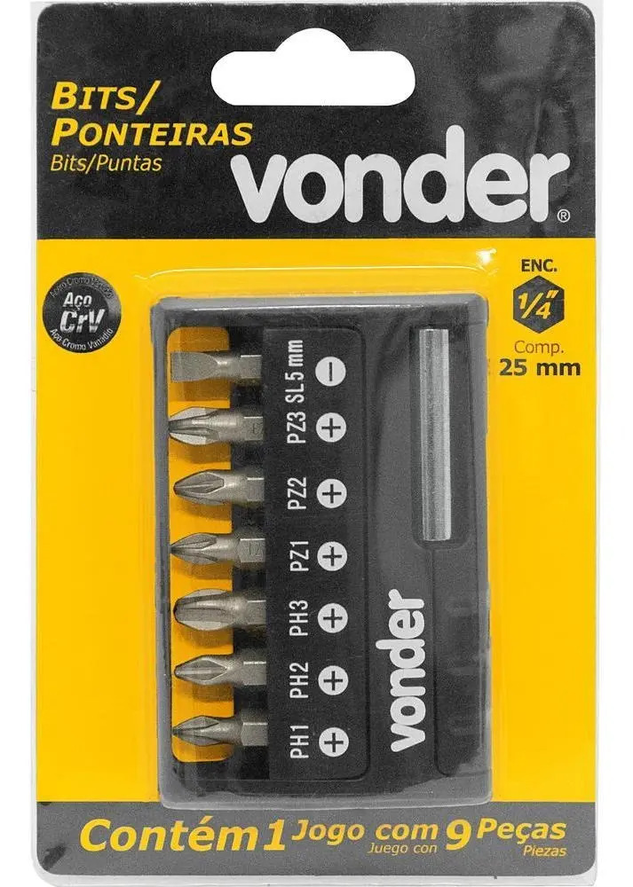 BITS/PONTEIRA CRV C/9PC ENC 1/4  VONDER