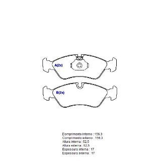 PASTILHA FREIO DIANT. ASTRA 2.0 8V; OMEGA 2.2 8V; SUPREMA 2.2 8V; VECTRA 2.0 16V (v.1); VECTRA 2.0 16V (v.3); VECTRA 2.0