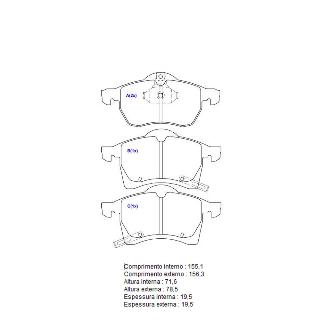 PASTILHA FREIO DIANT. ASTRA 1.8 8V; ASTRA 2.0 16V; ASTRA 2.0 8V; MERIVA 1.4 8V; MERIVA 1.8 16V; MERIVA 1.8 8V; T4 2.8 12