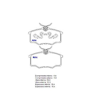 PASTILHA FREIO DIANT. CORSA HATCH 1.0 16V (v.1); CORSA HATCH 1.0 8V (v.1); CORSA HATCH 1.4 8V (v.1); CORSA HATCH 1.6 16V