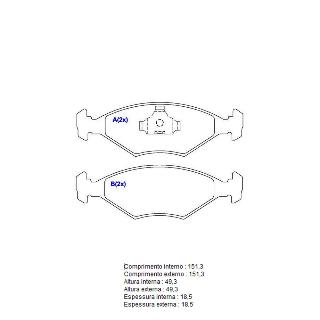 PASTILHA FREIO DIANT. GOL G1 1.0 8V QUADRADO; GOL G1 1.6 8V AR QUADRADO; GOL G1 1.6 8V QUADRADO; GOL G1 1.8 8V QUADRADO;