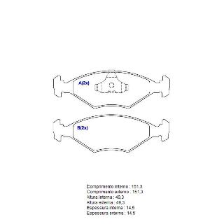 PASTILHA FREIO DIANT. GOL G2 1.0 8V BOLA; GOL G2 1.6 8V BOLA; GOL G2 1.8 8V BOLA; GOL G2 2.0 16V BOLA; GOL G3 1.0 16V; G