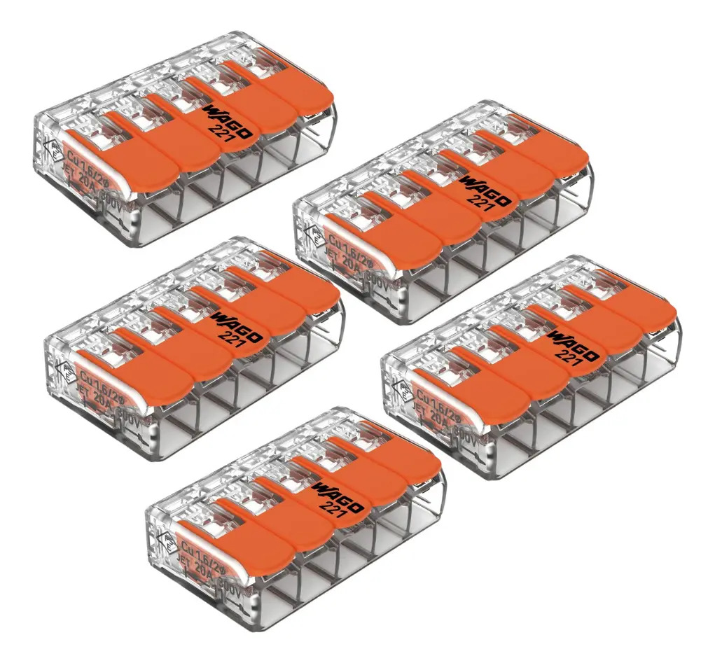 CONECTOR DE EMENDA 5 POLOS 4MM 0221-0415 -WAGO