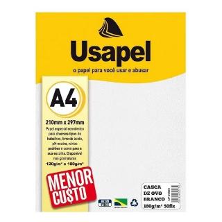 PAPEL CARTÃO USAPEL 180G 50F BRANCO 1X1