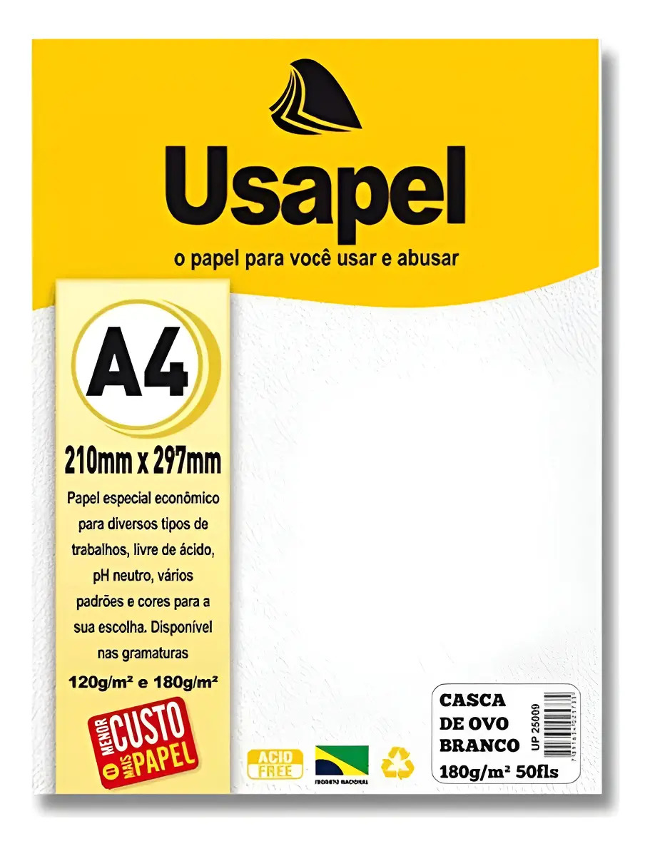 PAPEL CARTÃO USAPEL 180G 50F BRANCO 1X1