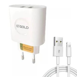 Carregador 3.1A 2 USB Cabo Iphone CA18-2/IOS AGold
