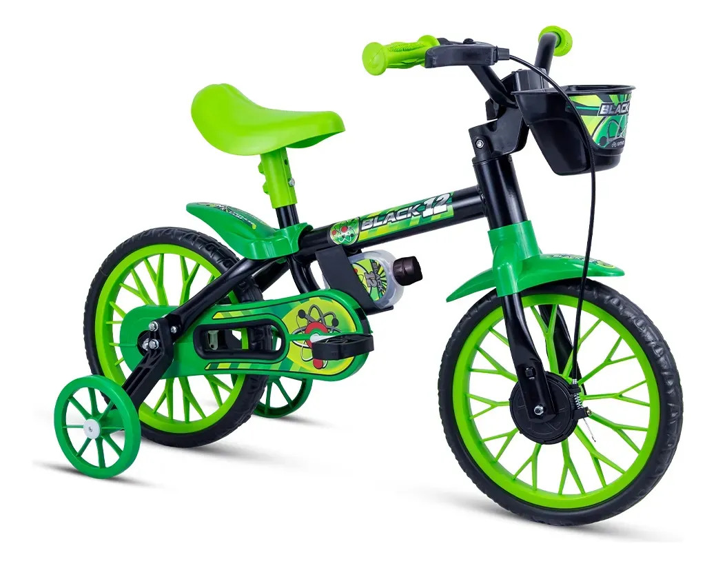 BICICLETA ARO 12 NATHOR 100010160035 PRETO/VERDE
