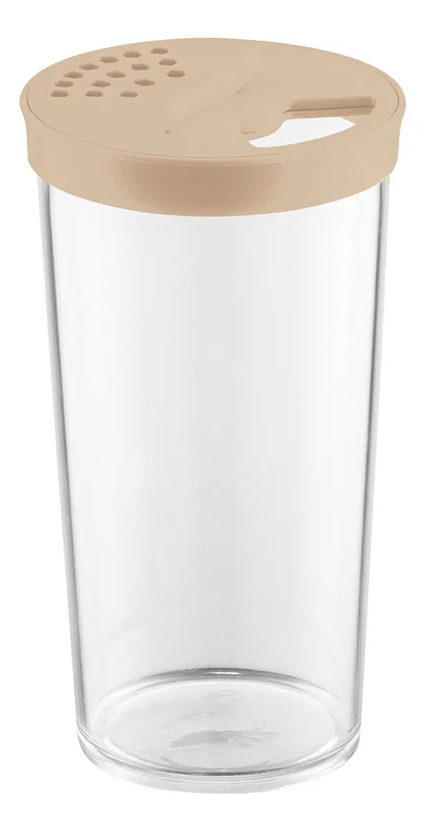 PORTA COND. 500M TRANSPARENTE C/ TAMPA CAPUCCINO DE PLASTICO