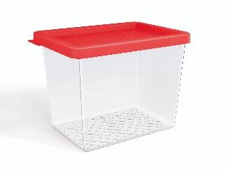 ORGANIZADORES MULTIUSO M 1,3L TRANSPARENTE C/TAMPA VERMELHO SOLIDO DE PLASTICO