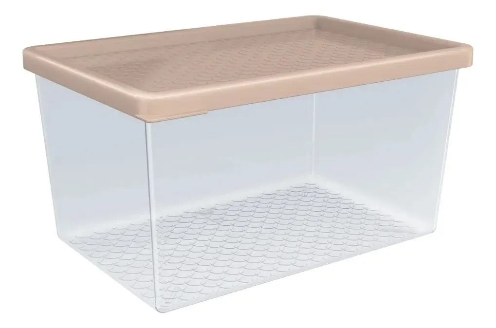 ORGANIZADORES MULTIUSO G 2,9L TRANSPARENTE C/TAMPA CAPUCCINO SOLIDO DE PLASTICO
