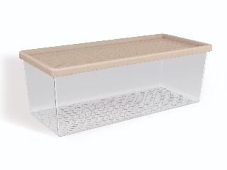 ORGANIZADORES MULTIUSO EXG 4,5L TRANSPARENTE C/TAMPA CAPUCCINO SOLIDO DE PLASTICO