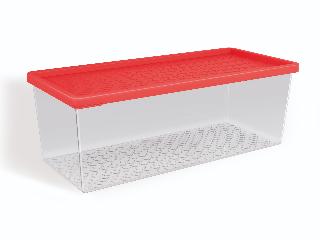 ORGANIZADORES MULTIUSO EXG 4,5L TRANSPARENTE C/TAMPA VERMELHO SOLIDO DE PLASTICO