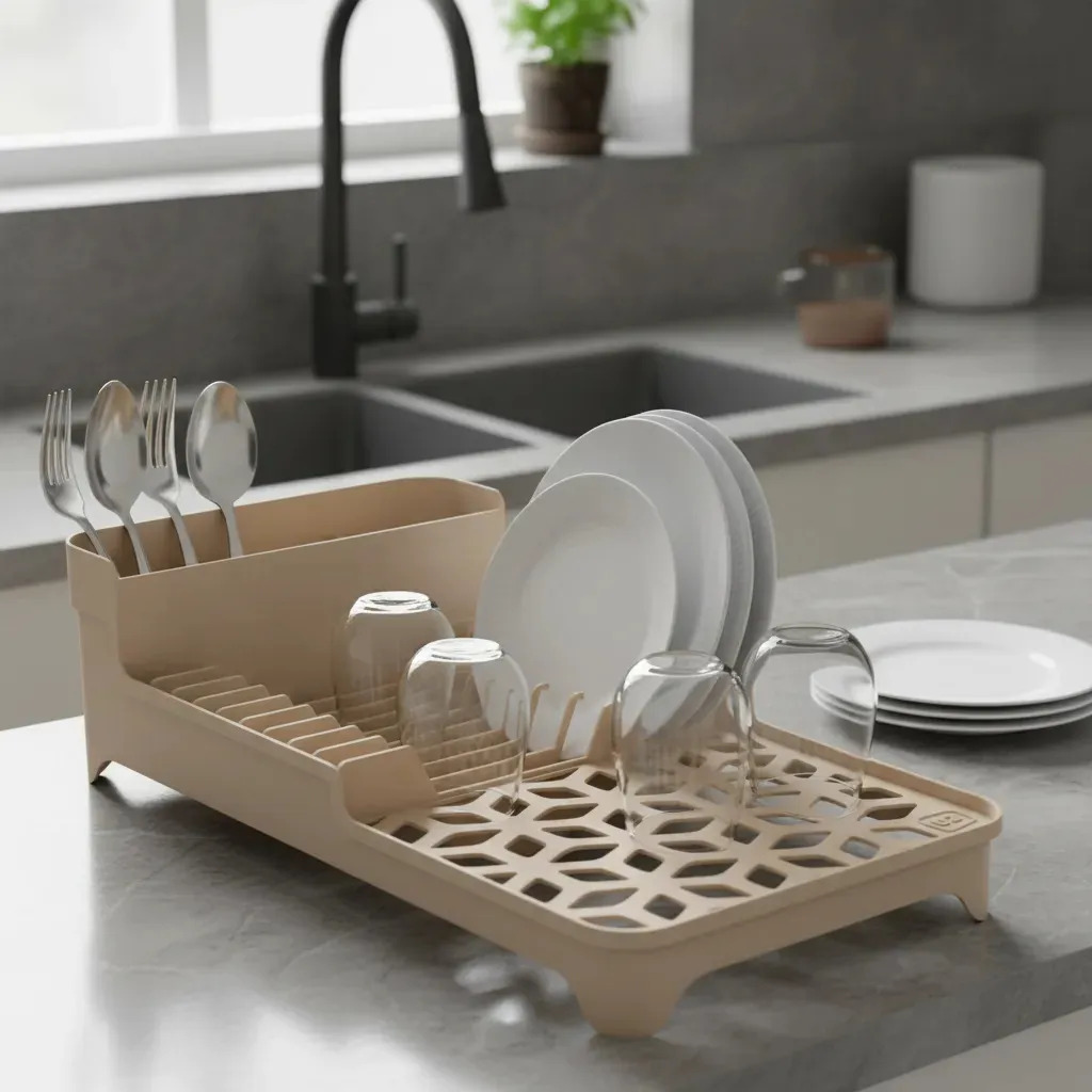 ESCORREDOR DE LOUCAS MULTI CAPUCCINO SOLIDO DE PLASTICO