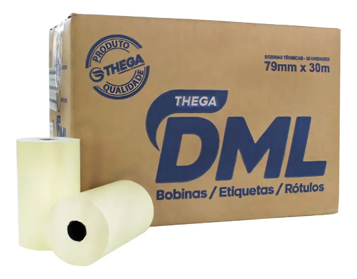 BOBINA TERMICA 79MMX30M BRANCA DML 48G CX - 30 UNIDADES