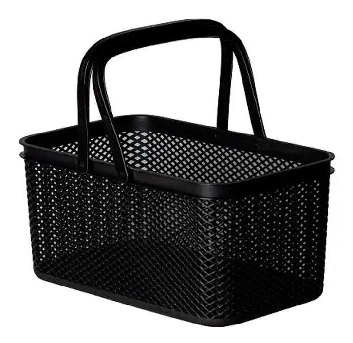 CESTO RETANGULAR C/ ALCA PRETO LINEA 30X18X15 CM